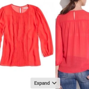Madewell Silk Pleated Sheer Blouse